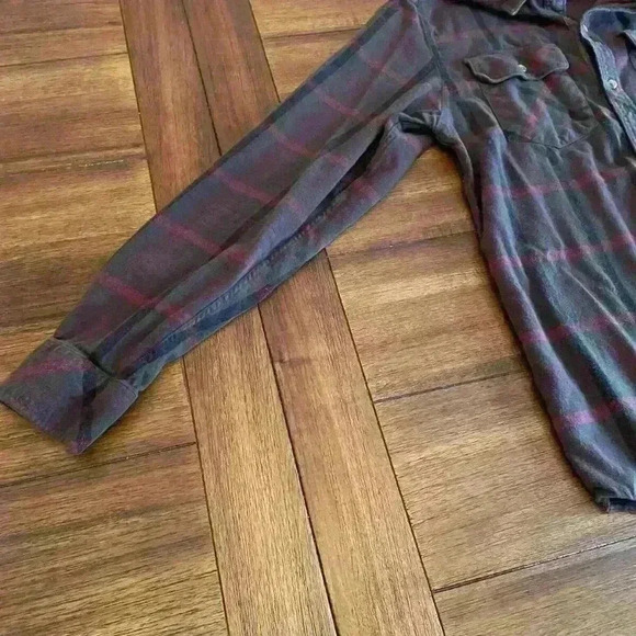 Dravus Flannel Button Up Shirt Mens Medium Long Sleeve Green Red Plaid Cotton - Picture 6 of 8